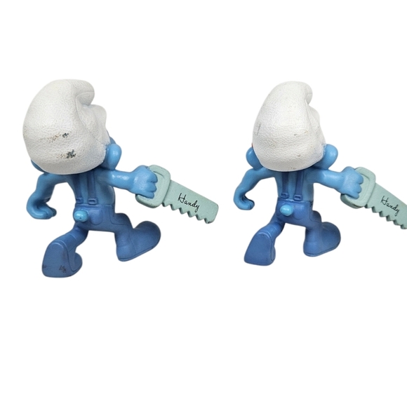 2011 McDonald's Smurf Toy Handy Smurf PVC Figurine Cake Topper Lot of 2 R35 - Picture 2 of 8